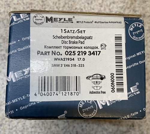 Scheibenbremsbelagsatz HA BMW E46 318-325